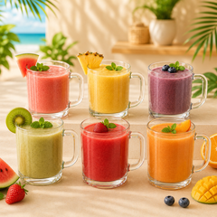 Clear Glass Mug – Premium 205 ml Deli Glassware (Set of 6)