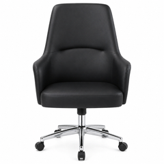 Velmora Manager Chair in Black Leatherette with Ergonomic Curved Back & Swivel Base – Modern Executive Office Seating - Habitt