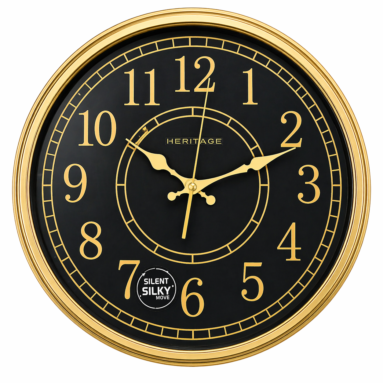 HERITAGE Wall Clock Momentum 15" – Black & Gold Classic Edition - Habitt
