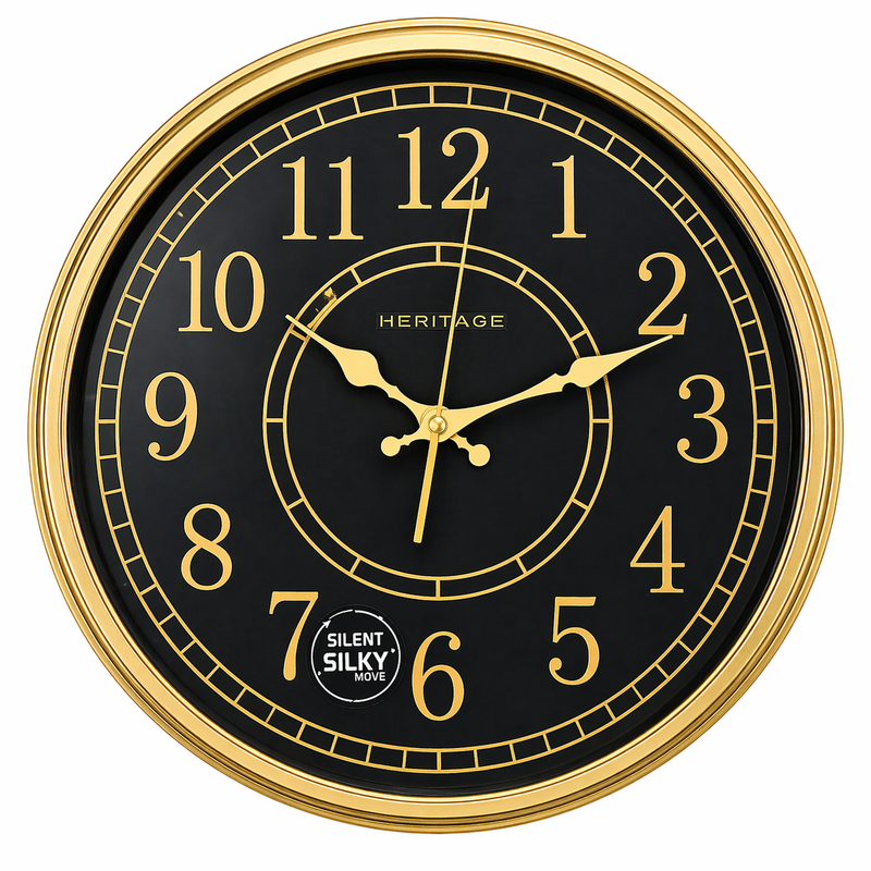 HERITAGE Wall Clock Momentum 15" – Black & Gold Classic Edition - Habitt