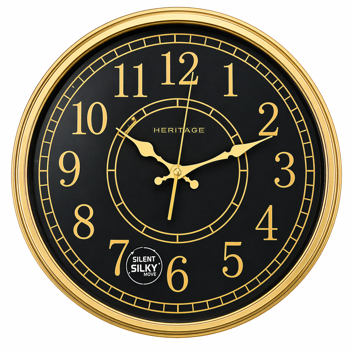HERITAGE Wall Clock Momentum 15" – Black & Gold Classic Edition - Habitt