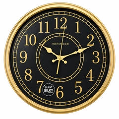 HERITAGE Wall Clock Momentum 15" – Black & Gold Classic Edition - Habitt