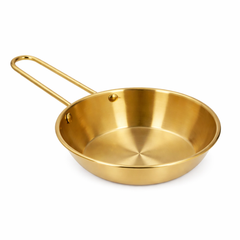 Stainless Steel Bowl with Golden Finish & Handle – 13 cm | 15 cm