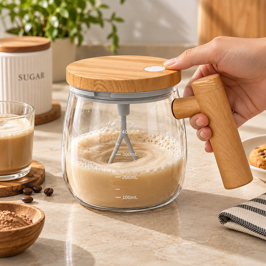 Heat-Resistant Glass Coffee Beater with USB-Powered Stirrer