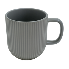Matte Grey Ribbed Ceramic Mug – Modern Coffee & Tea Cup