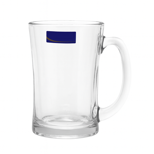 Wavy-Edge Clear Glass Juice Mug 380 ml with Handle – Set of 6 | Premium Textured Drinkware for Home &Café