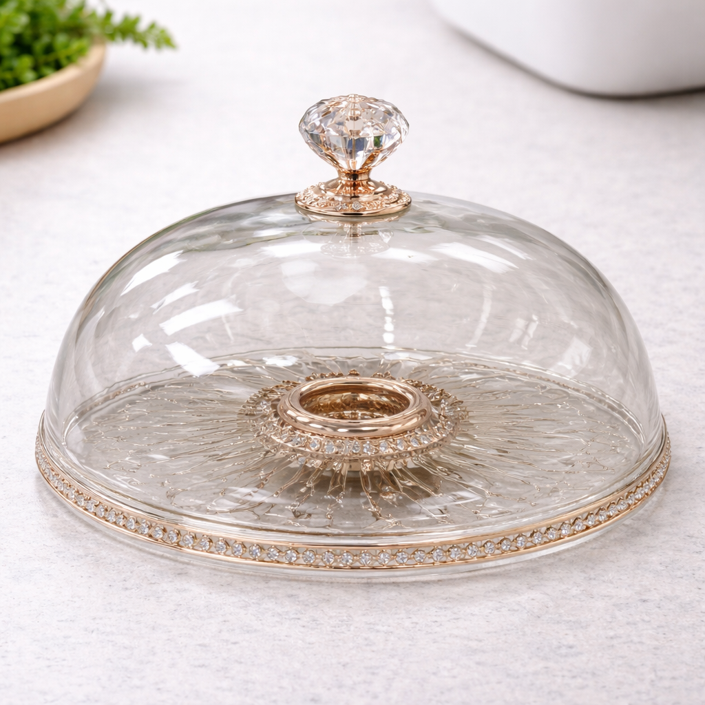 Large Cake Dish with Copper Stand – Elegant Cake Display Dome - Habitt