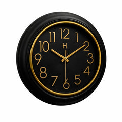 Heritage Prague 2 Wall Clock 18 x 18 Inch – Black & Gold Classic Design with Elegant Round Frame (Plastic)