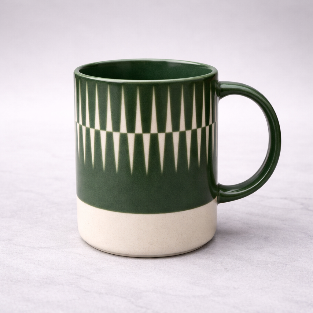 380ml Green Mug – Modern Pattern Coffee Mug - Habitt
