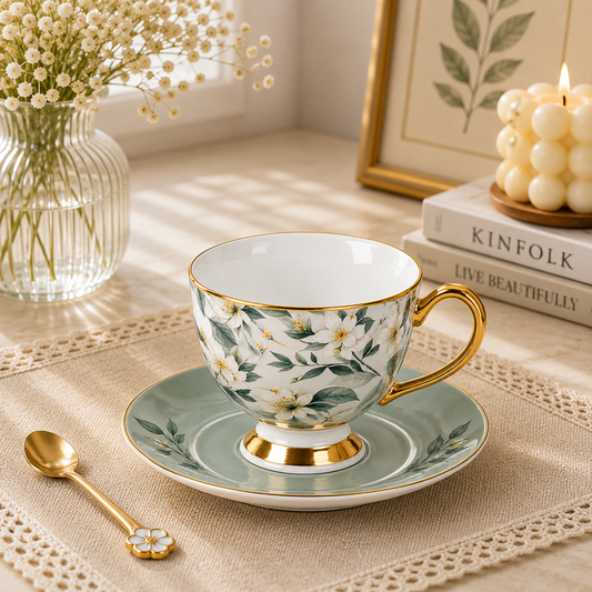 12 PCS Luxury Cup & Saucer Set – Elegant Tea & Coffee Tableware