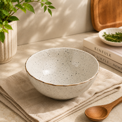 4.5-Inch Speckled Bowl – White & Black Modern Serving Bowl