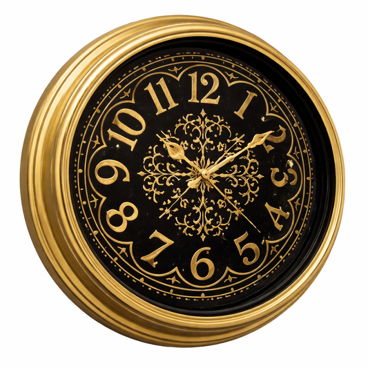 Heritage Wall Clock Glisso 14.5" – Classic Black & Gold Decorative Quartz Wall Clock - Habitt