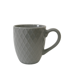 Textured Diamond Ceramic Mug – Modern Coffee & Tea Cup in Grey