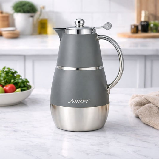 Vacuum Flask 1 LTR  Premium Insulated Thermos (Golden & Black, Silver & Grey, Golden & Beige) - Habitt