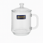 360 mL Glass Mug with Lid & Handle – Premium Clear Drinking Mug for Hot & Cold Beverages - Habitt