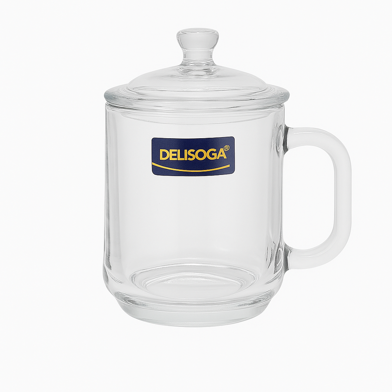 360 mL Glass Mug with Lid & Handle – Premium Clear Drinking Mug for Hot & Cold Beverages - Habitt