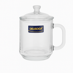 360 mL Glass Mug with Lid & Handle – Premium Clear Drinking Mug for Hot & Cold Beverages