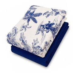Palm Blue Double Bedding Set Of 6  Cotton