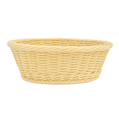 3-Piece Handwoven Round Cane Bread Basket Set – Natural Rattan Beige Serving Baskets for Dining, Kitchen & Restaurant Use