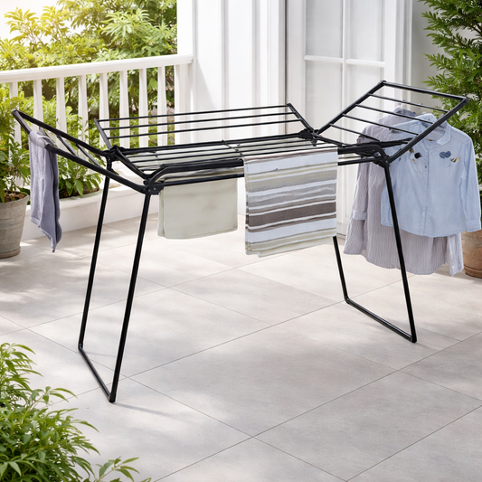 Winsor Foldable Cloth Dryer – Heavy-Duty Black Laundry Drying Rack for Indoor & Outdoor Use - Habitt