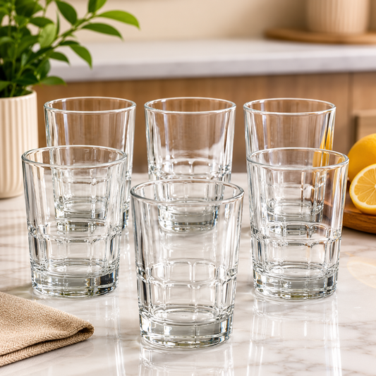 Premium Textured Tumbler Glass 340 ml – Elegant Everyday Glass for Water, Juice & Soft Drinks