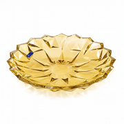 337 mm Premium Coloured Serving Plate – Crystal-Cut Design in Gold & Silver for Cakes, Snacks & Décor (1 Pc) - Habitt