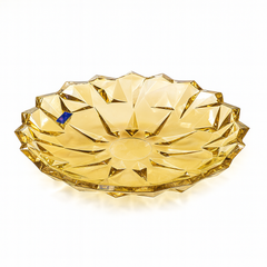 337 mm Premium Coloured Serving Plate – Crystal-Cut Design in Gold & Silver for Cakes, Snacks & Décor (1 Pc)