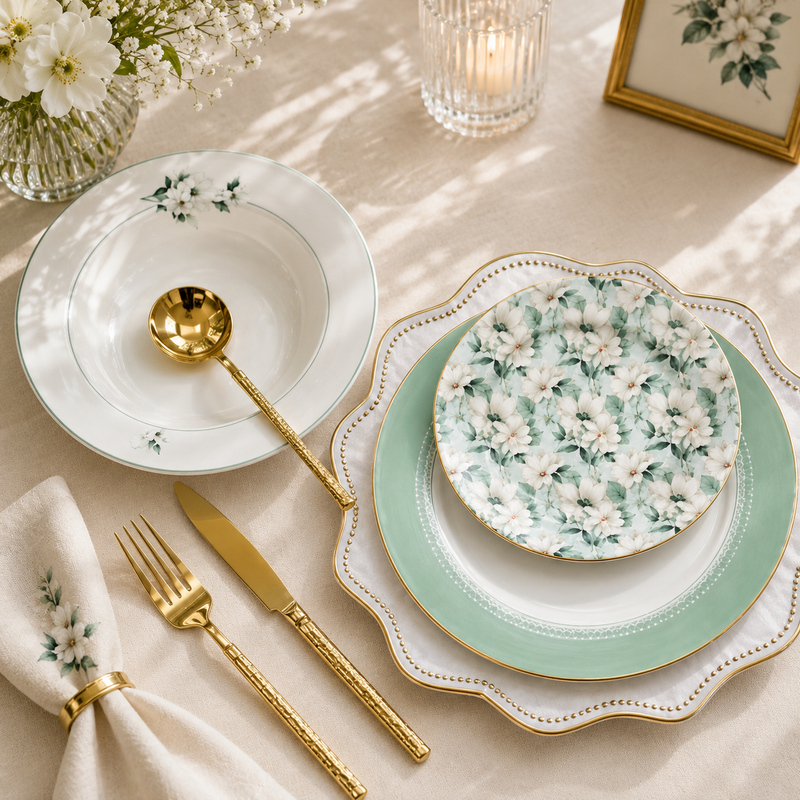 Deluxe 18-Piece Plate Set | Elegant Tableware Collection for Dining