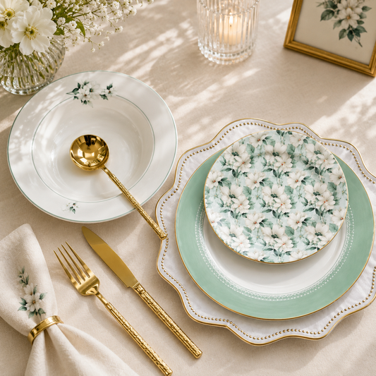 Deluxe 18-Piece Plate Set | Elegant Tableware Collection for Dining