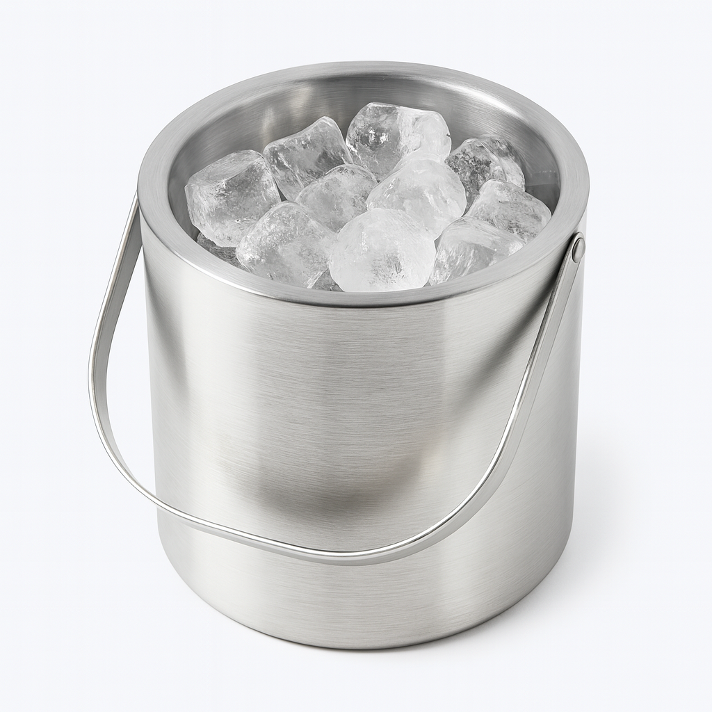 Stainless Steel Ice Pail with Handle – Double Wall Ice Bucket for Home, Parties & Bars