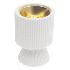 Textured Pedestal Incense Burner – White with Gold Bowl