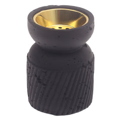 Textured Black Incense Burner with Gold Bowl – Modern Design
