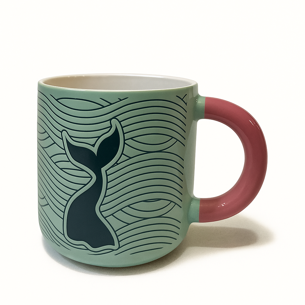 Mermaid Tail Green Ceramic Mug – Ocean-Inspired Coffee & Tea Cup