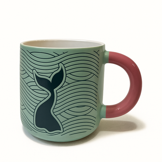 Mermaid Tail Green Ceramic Mug – Ocean-Inspired Coffee & Tea Cup