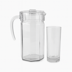 Premium Deli Glassware Water Set – 7 Piece Set (1.25 L Jug + 320 mL Glasses)