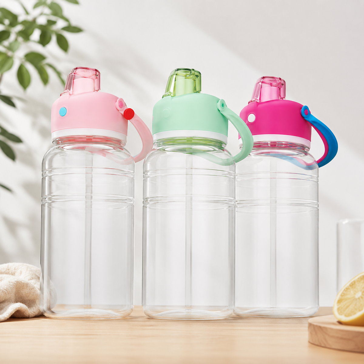 Assorted Kid Sippers Color Handle Plastic Bottle - 1200 and 750 ML