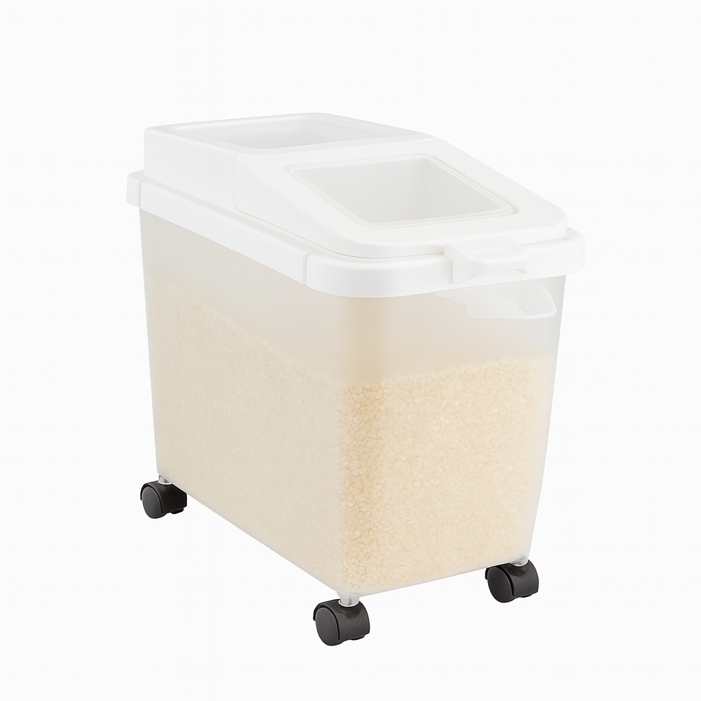 10KG Rice Storage Box with Wheels – Airtight Cereal Dispenser for Rice, Grains & Dry Food