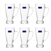 Clear Glass Juice Mug with Handle 430 ml – Set of 6 | Premium 6-Piece Drinkware for Home & Café - Habitt