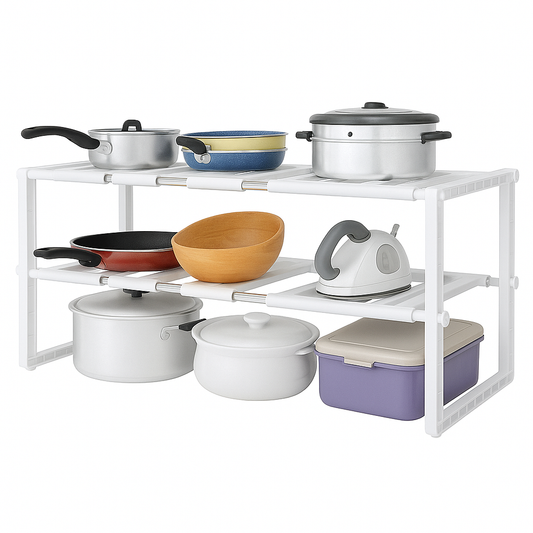 Adjustable Family Kitchen Rack – Multi-Layer Storage Organizer for Utensils, Cookware & Pantry | Heavy-Duty Under-Sink Shelf Stand