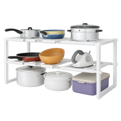 Adjustable Family Kitchen Rack – Multi-Layer Storage Organizer for Utensils, Cookware & Pantry | Heavy-Duty Under-Sink Shelf Stand