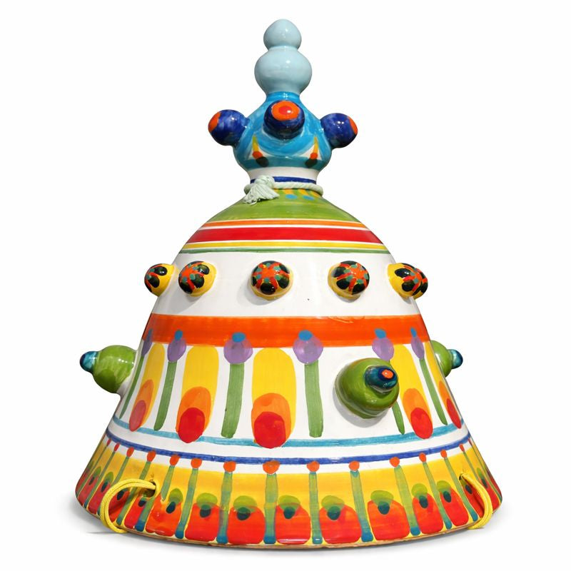 Hand-Painted Colorful Ceramic Hanging Pot – Artisan Decorative Planter with Lid