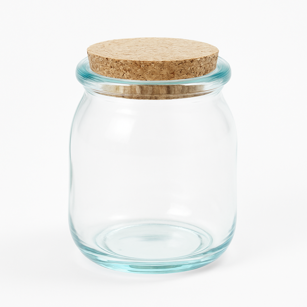 Candle Jar – Clear Glass with Natural Cork Lid