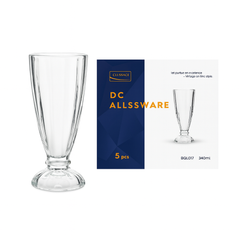 Tall Clear Pressed-Glass Ice Cream Cups – 6-Piece Dessert Set, 340 ml Capacity