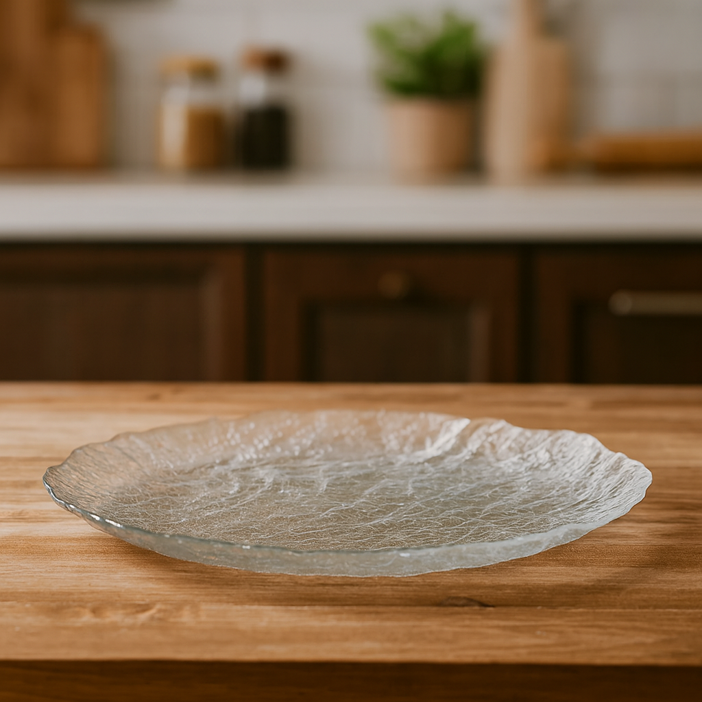 Elegant Clear Pressed-Glass Dinner Plate – 1 Piece, 267 mm Diameter