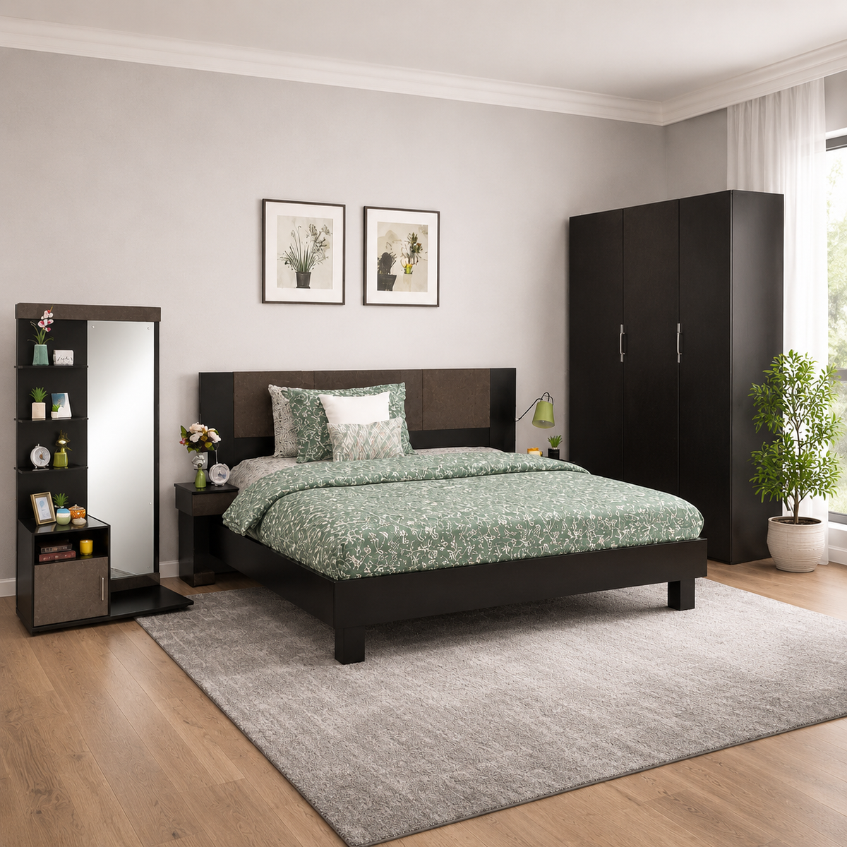 Novak - Bed, Dresser & 3 Door wardrobe