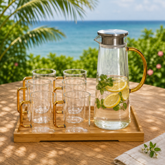 6 Piece Transparent Water Set with Jug | Drinkware Set