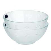 2-Piece Textured Clear Glass Bowl Set – 240 mm Large Serving & Mixing Bowls - Habitt