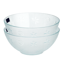 2-Piece Textured Clear Glass Bowl Set – 240 mm Large Serving & Mixing Bowls