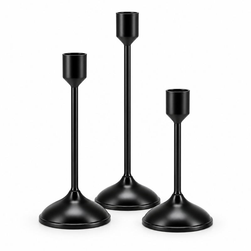 Dinner Candle Stand set – Black & Golden