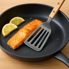 Stainless Steel Kitchen Spatula with Wooden Handle – Durable Cooking